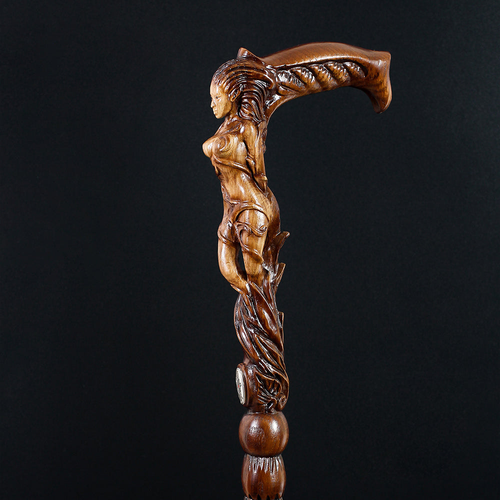 Forest fairy (dark) Artisan Intricate Detail Handcarved Cane