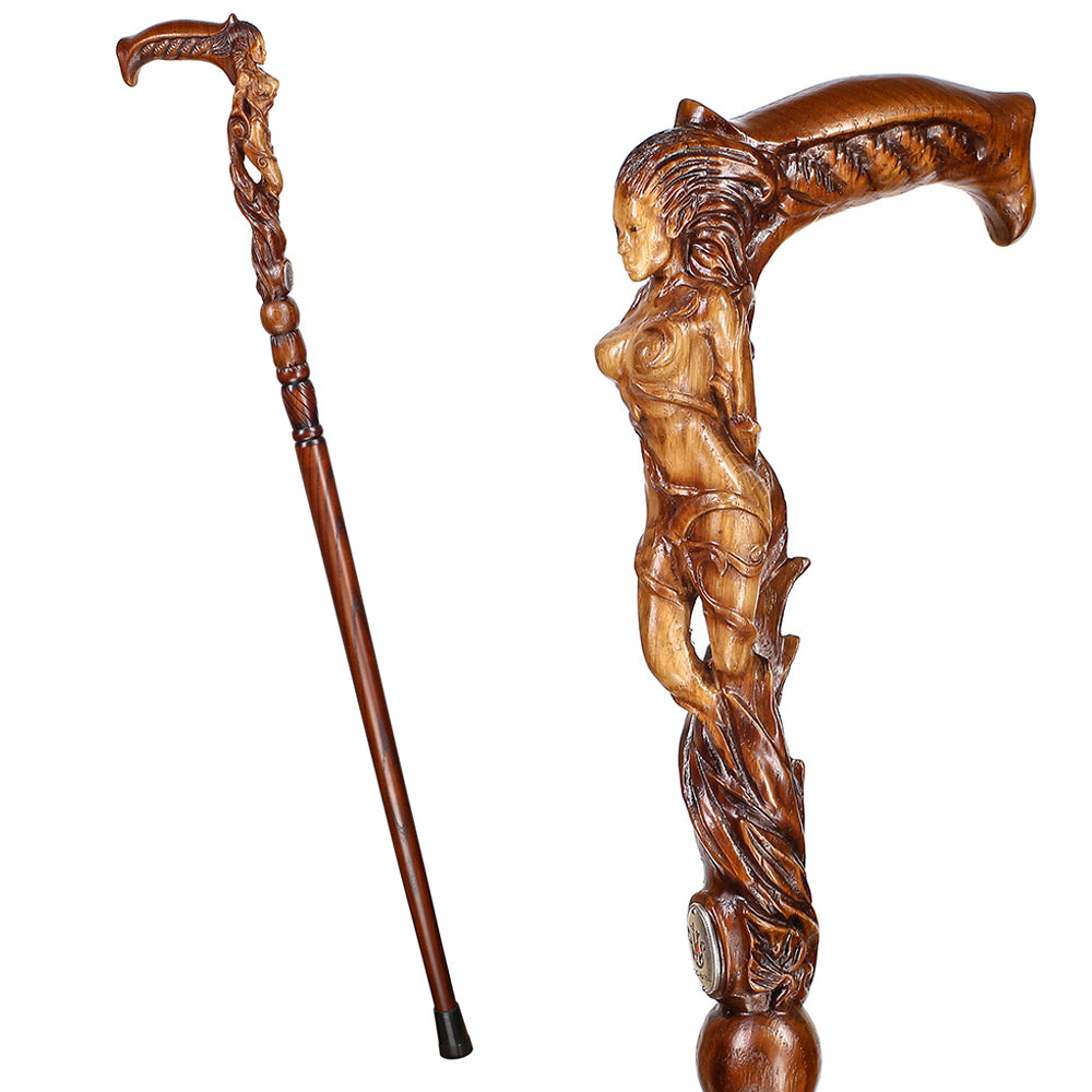 Forest fairy (dark) Artisan Intricate Detail Handcarved Cane
