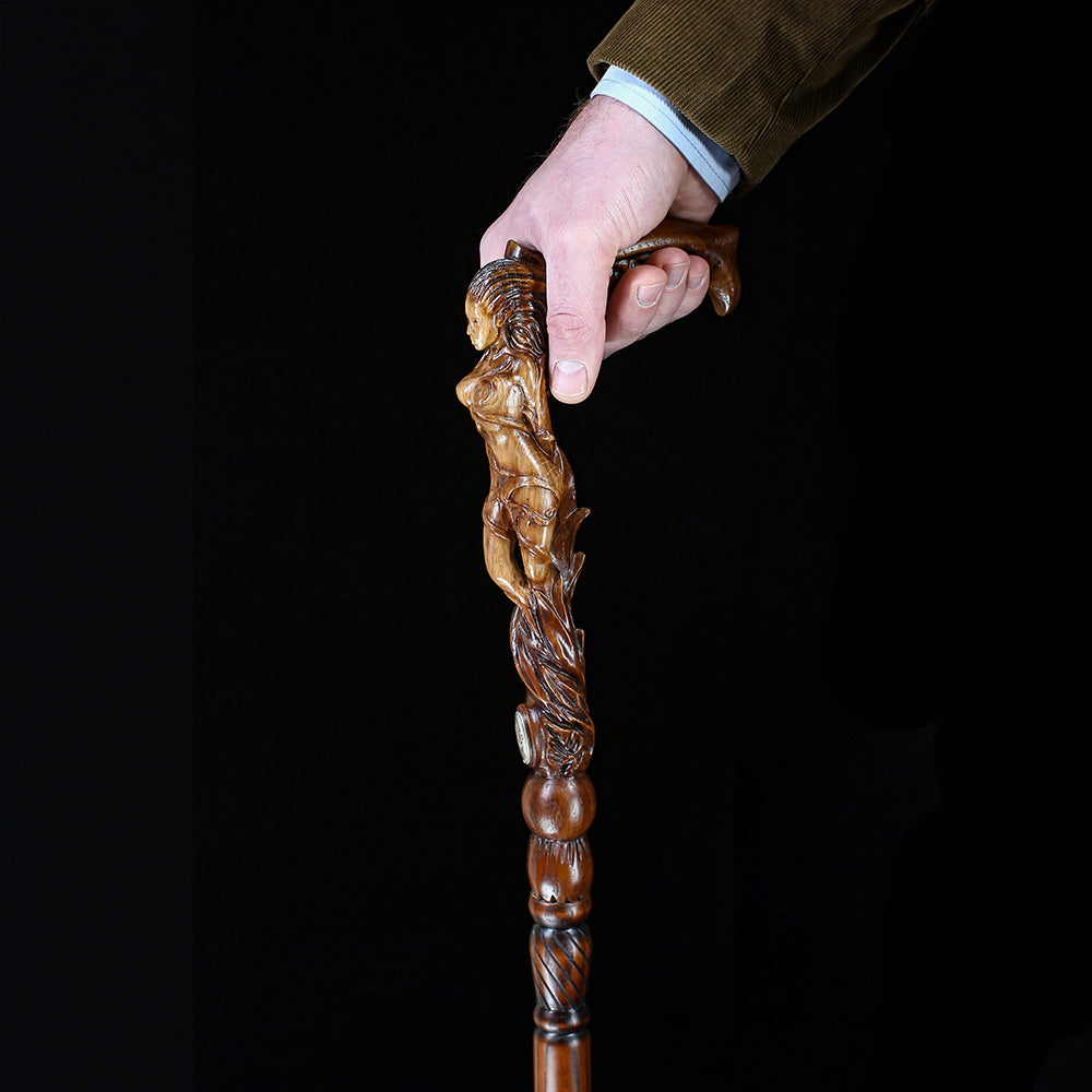 Forest fairy (dark) Artisan Intricate Detail Handcarved Cane