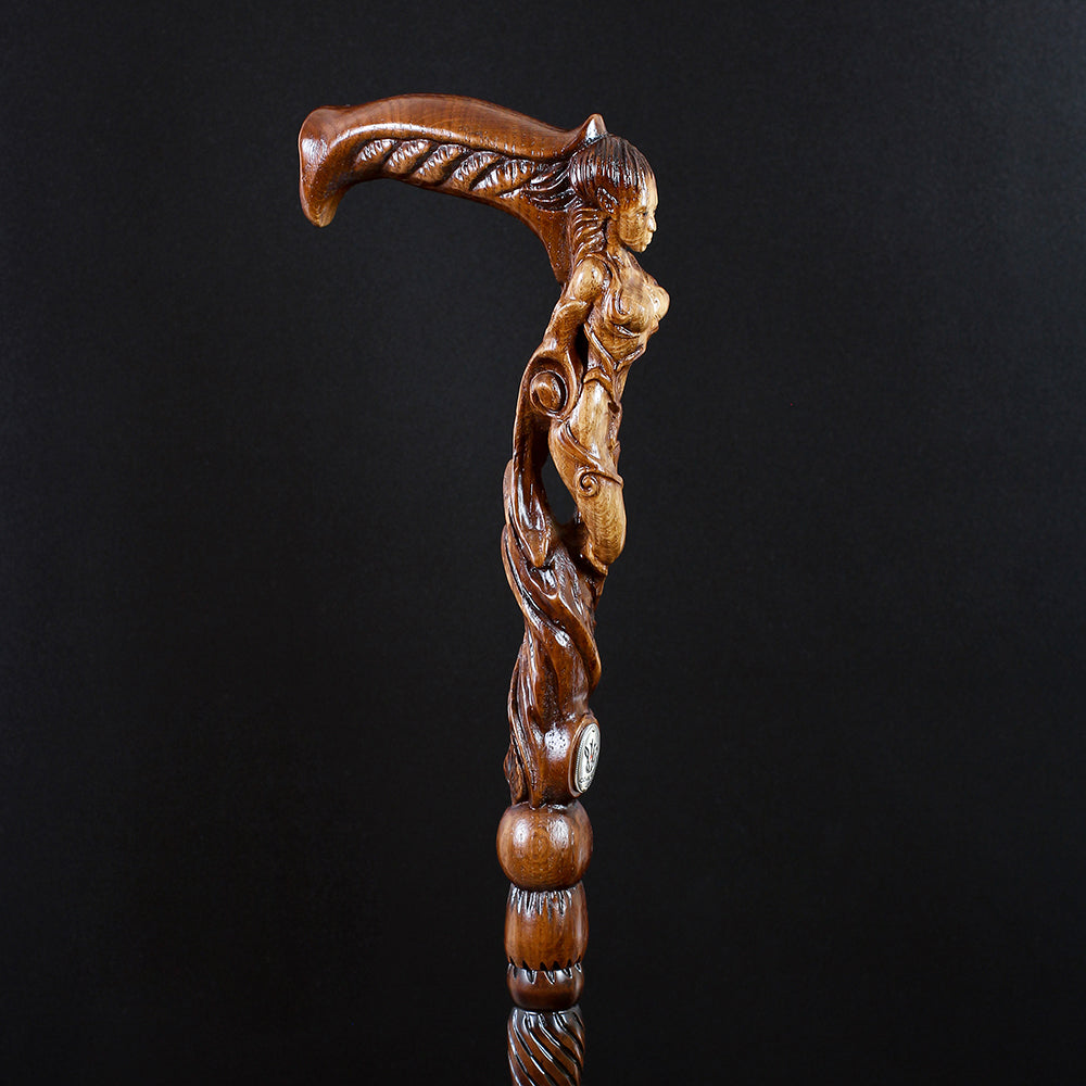Forest fairy (dark) Artisan Intricate Detail Handcarved Cane