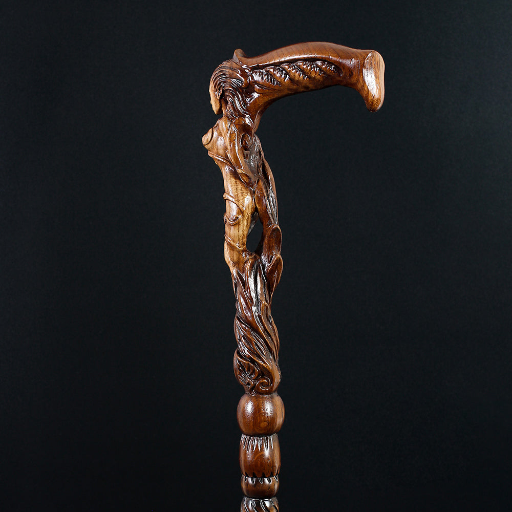 Forest fairy (dark) Artisan Intricate Detail Handcarved Cane