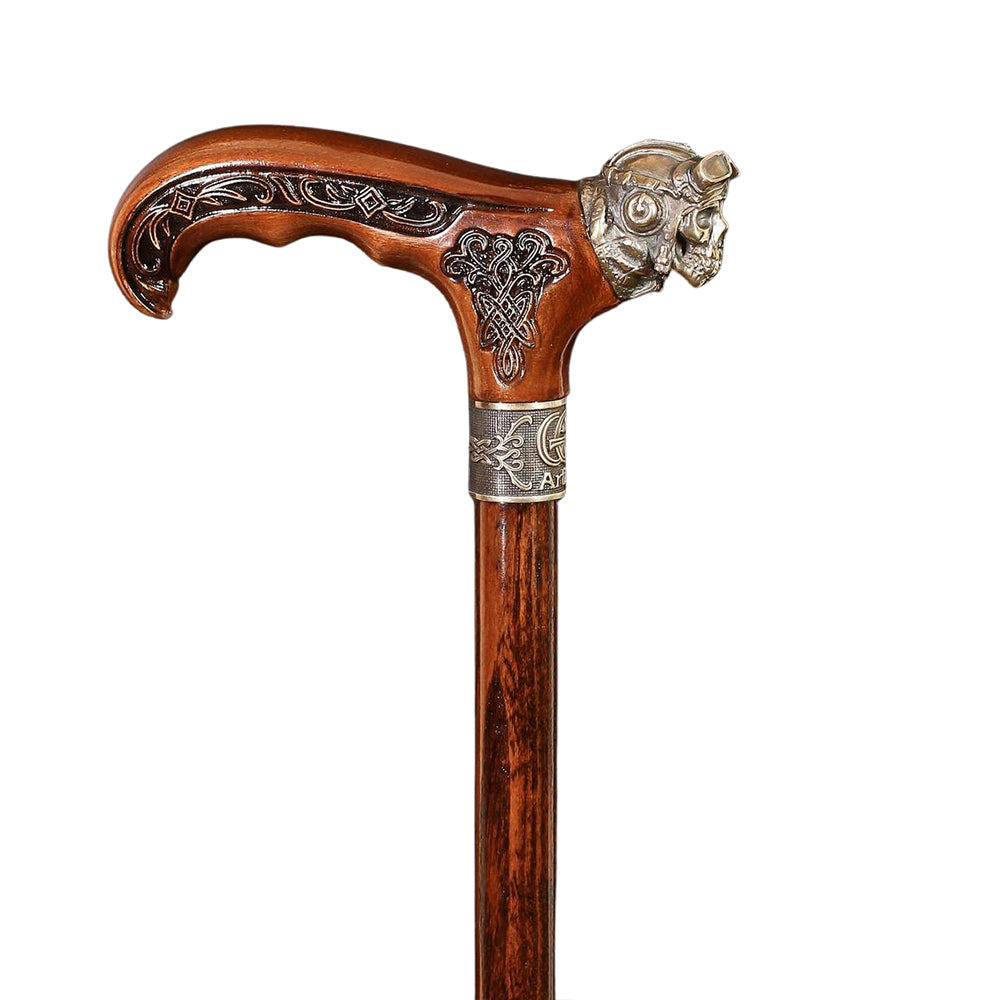 Pilot Aviator Skull Squadron: Bronze Casted Cane