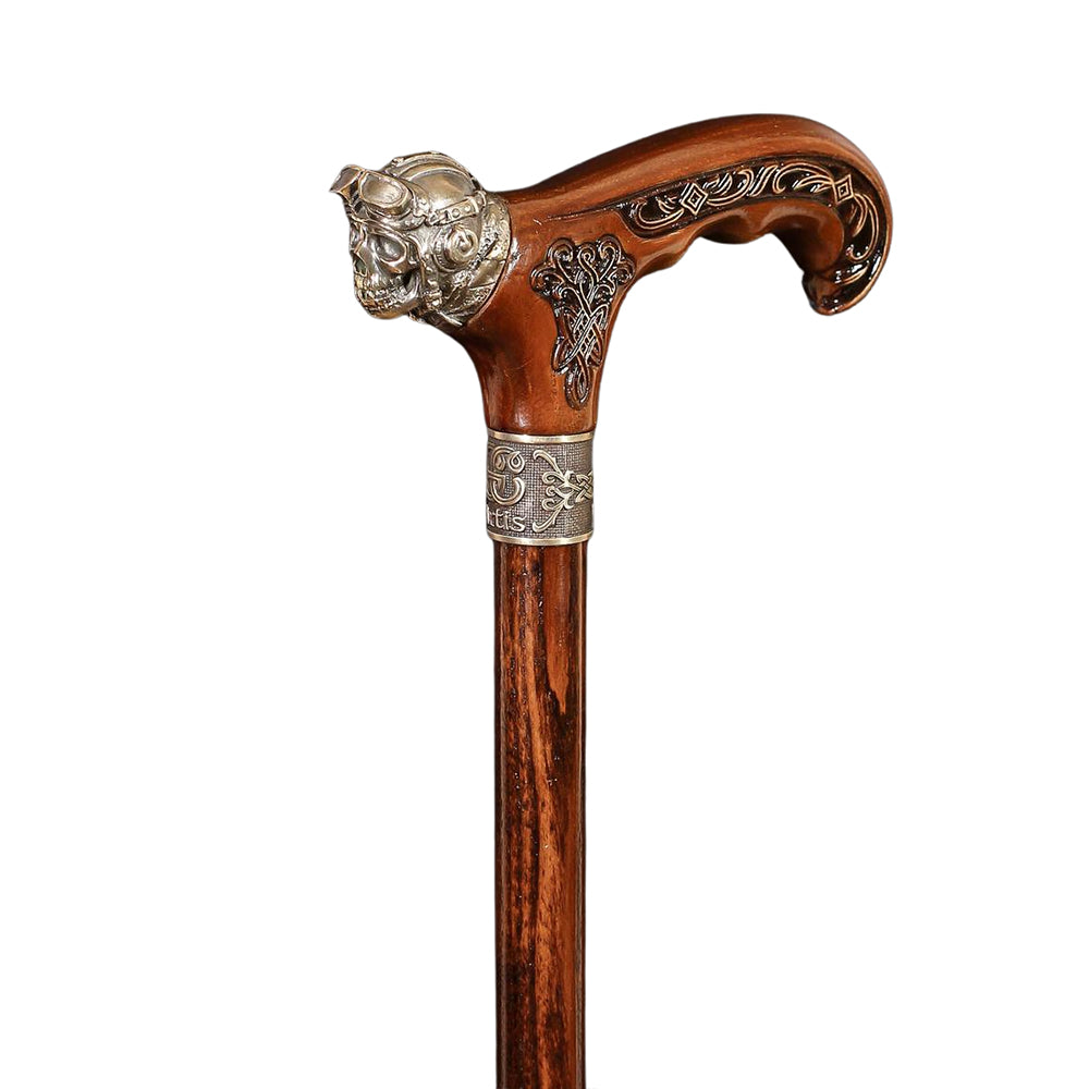 Pilot Aviator Skull Squadron: Bronze Casted Cane