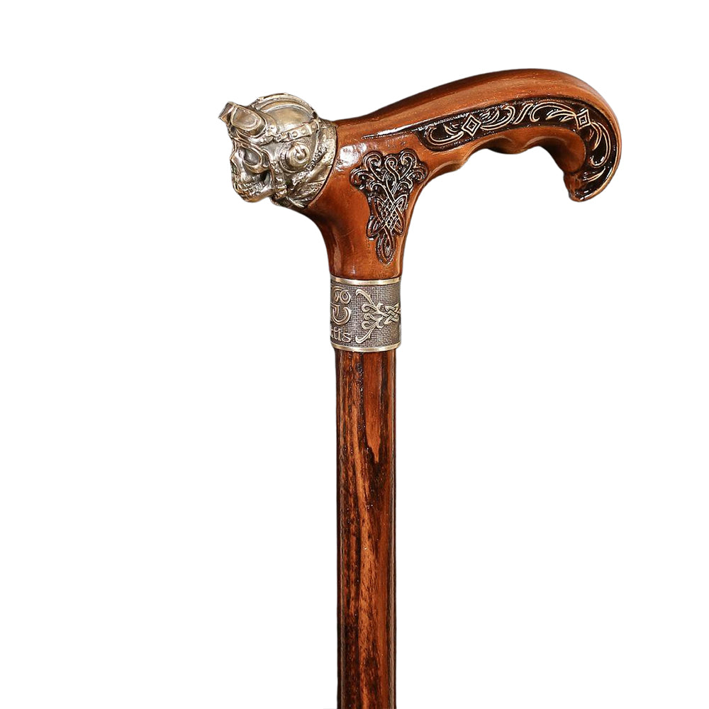 Pilot Aviator Skull Squadron: Bronze Casted Cane