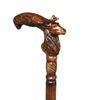 Deer Wolf Artisan Intricate Detail Hand-Carved Walking Cane