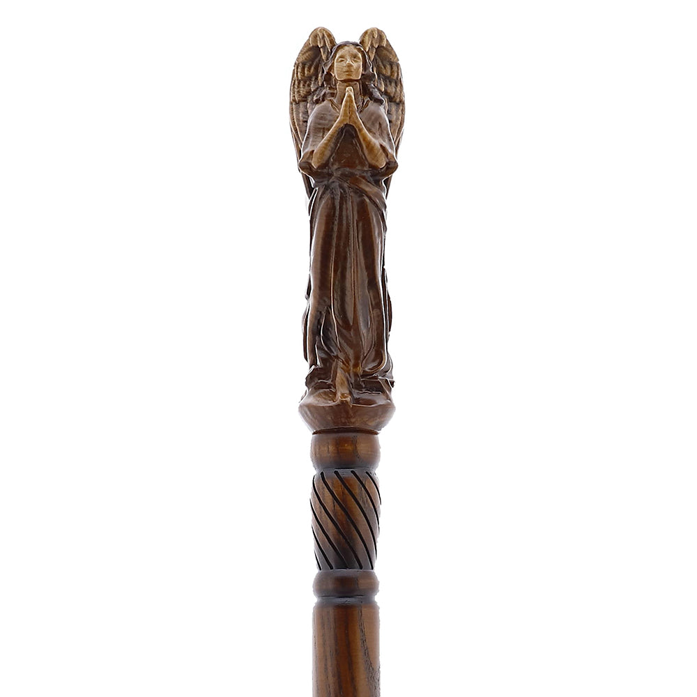 Praying Angel: Exquisite Artistry in Intricate Hand-Carved Cane