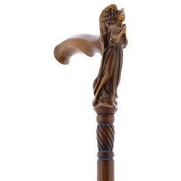 Praying Angel: Exquisite Artistry in Intricate Hand-Carved Cane