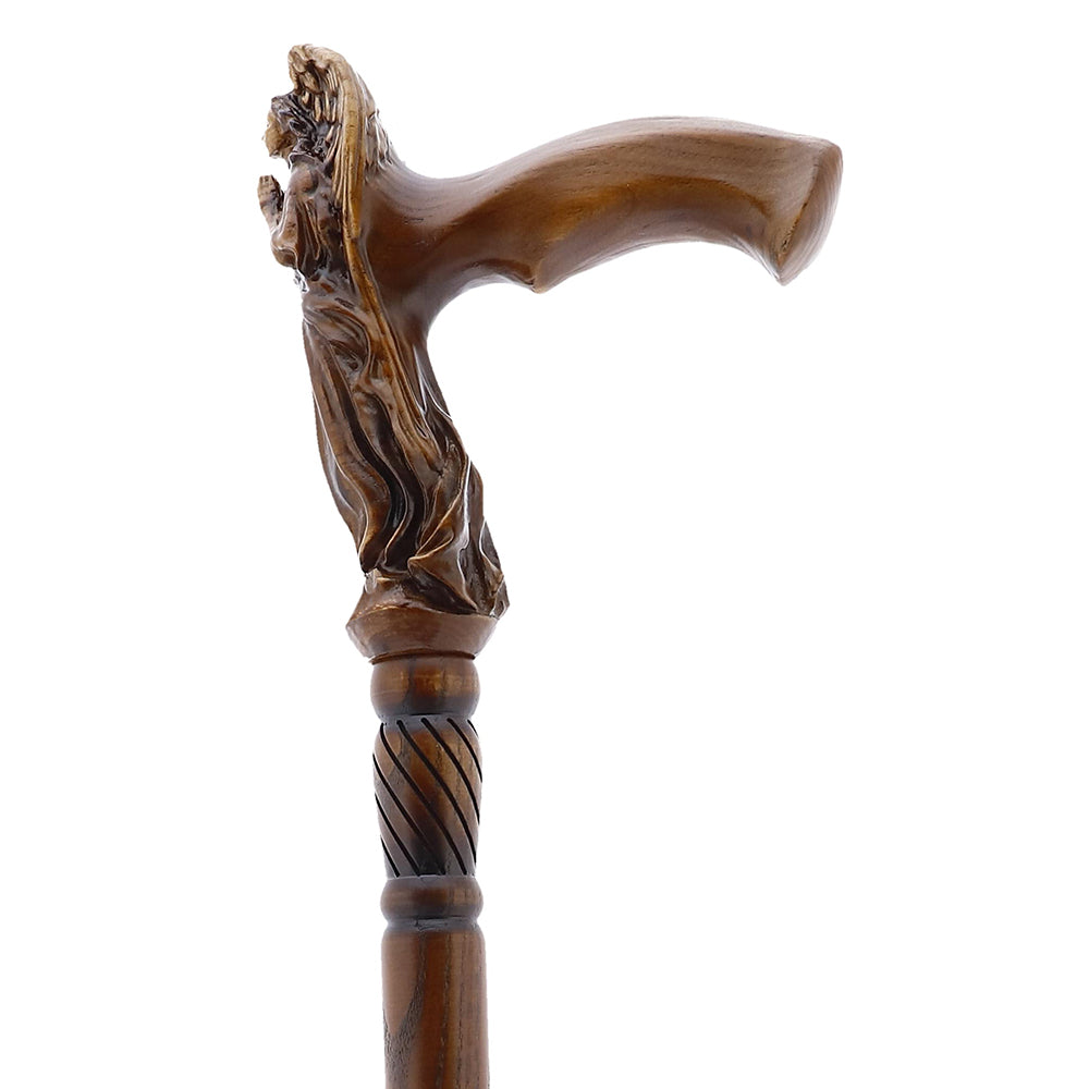 Praying Angel: Exquisite Artistry in Intricate Hand-Carved Cane