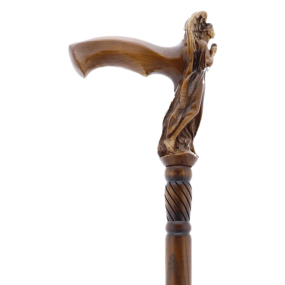 Praying Angel: Exquisite Artistry in Intricate Hand-Carved Cane
