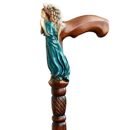 Praying Angel Artisan Intricate Hand-Carved Walking Cane