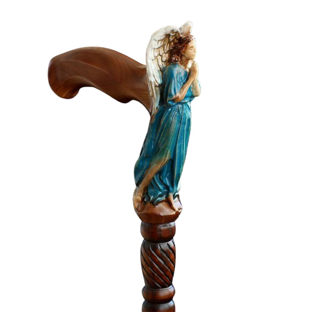 Praying Angel: Exquisite Artistry in Intricate Hand-Carved Cane