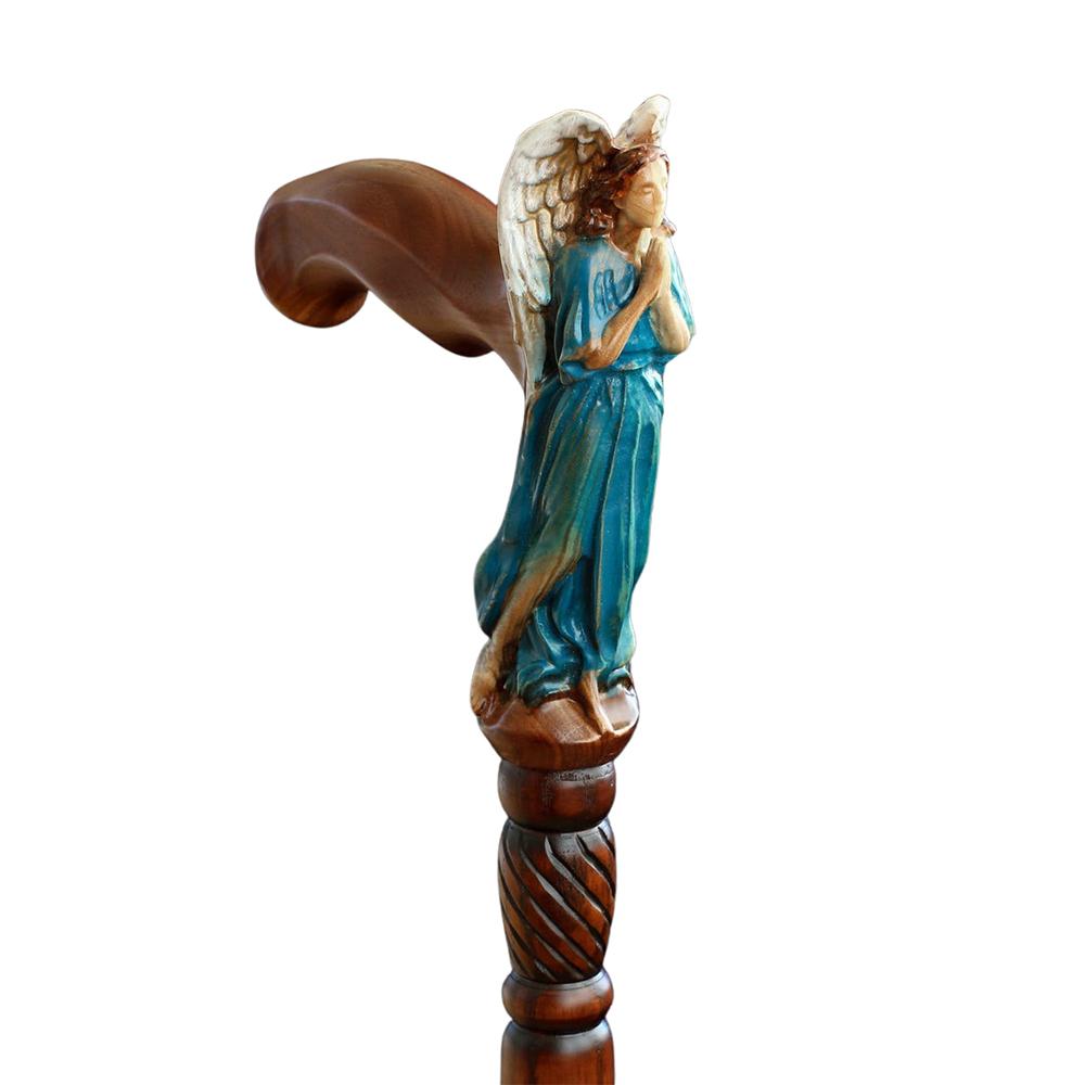 Praying Angel: Exquisite Artistry in Intricate Hand-Carved Cane