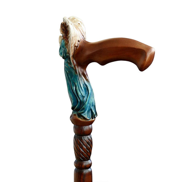 Praying Angel: Exquisite Artistry in Intricate Hand-Carved Cane