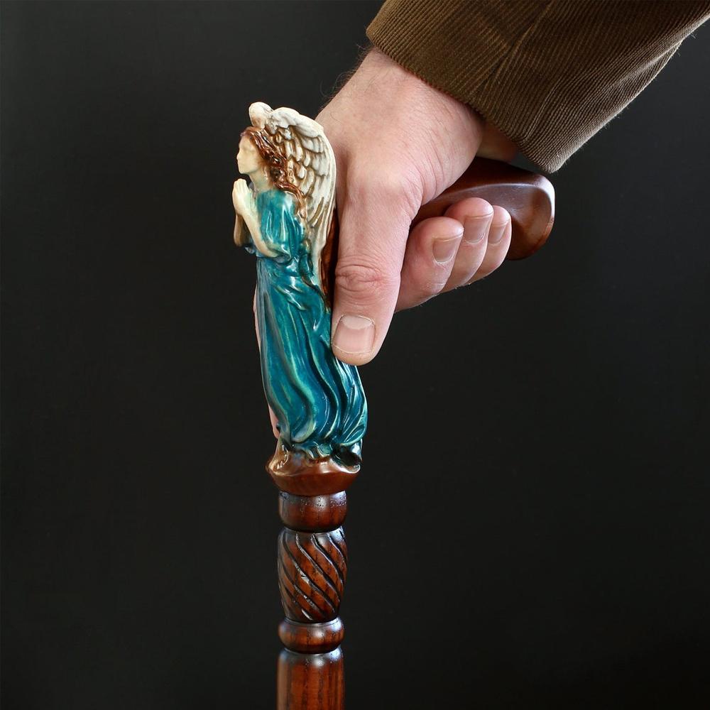 Praying Angel: Exquisite Artistry in Intricate Hand-Carved Cane
