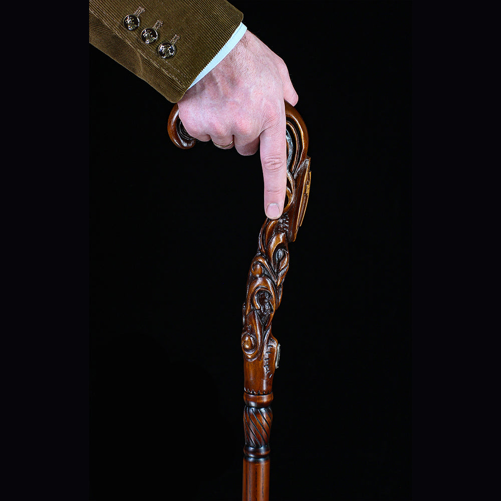 Pilgrim's Cane: Christian Cross Artisan Intricate Handcarved