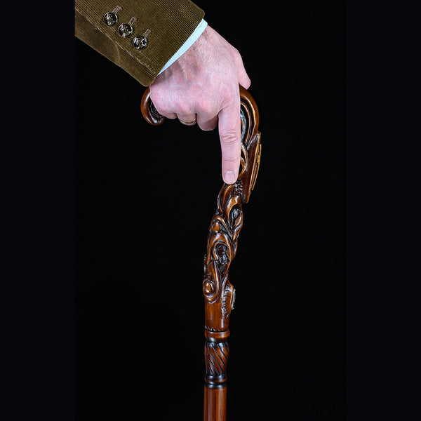Pilgrim's Cane: Christian Cross Artisan Intricate Handcarved