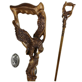 Lizard and Flower: Artisan Intricate Detail Handcarved Cane