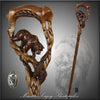 Artisan Grizzly & Salmon Hand-Carved Cane - Intricate