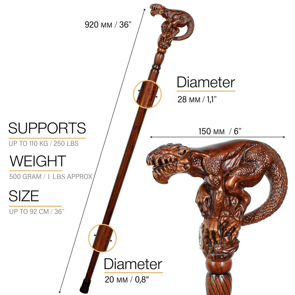 Swamp Monster: Artisan Intricate Handcarved Walking Cane