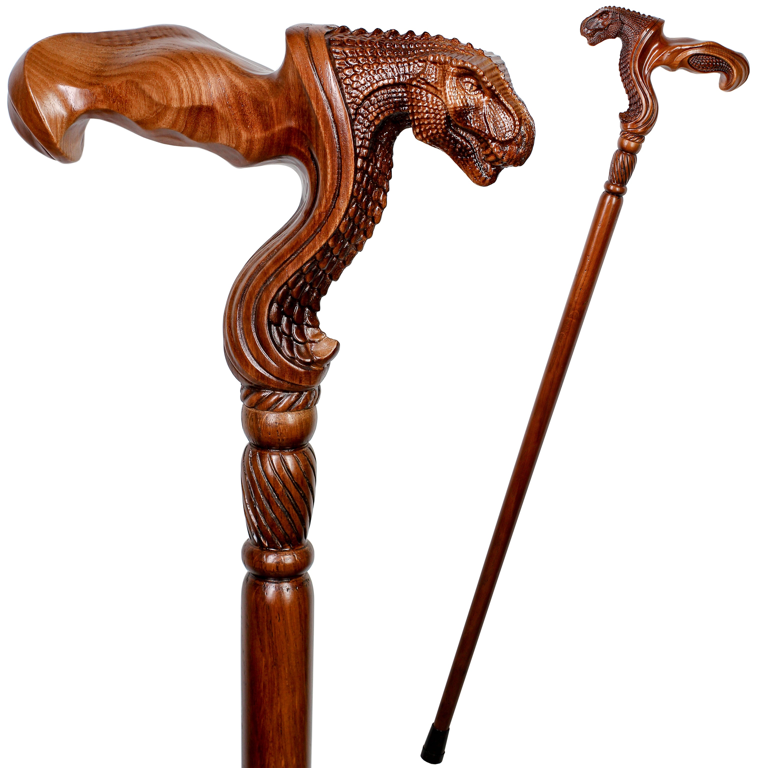 T-Rex Dinosaur: Intricate Hand-Carved, Ergonomic Grip Cane
