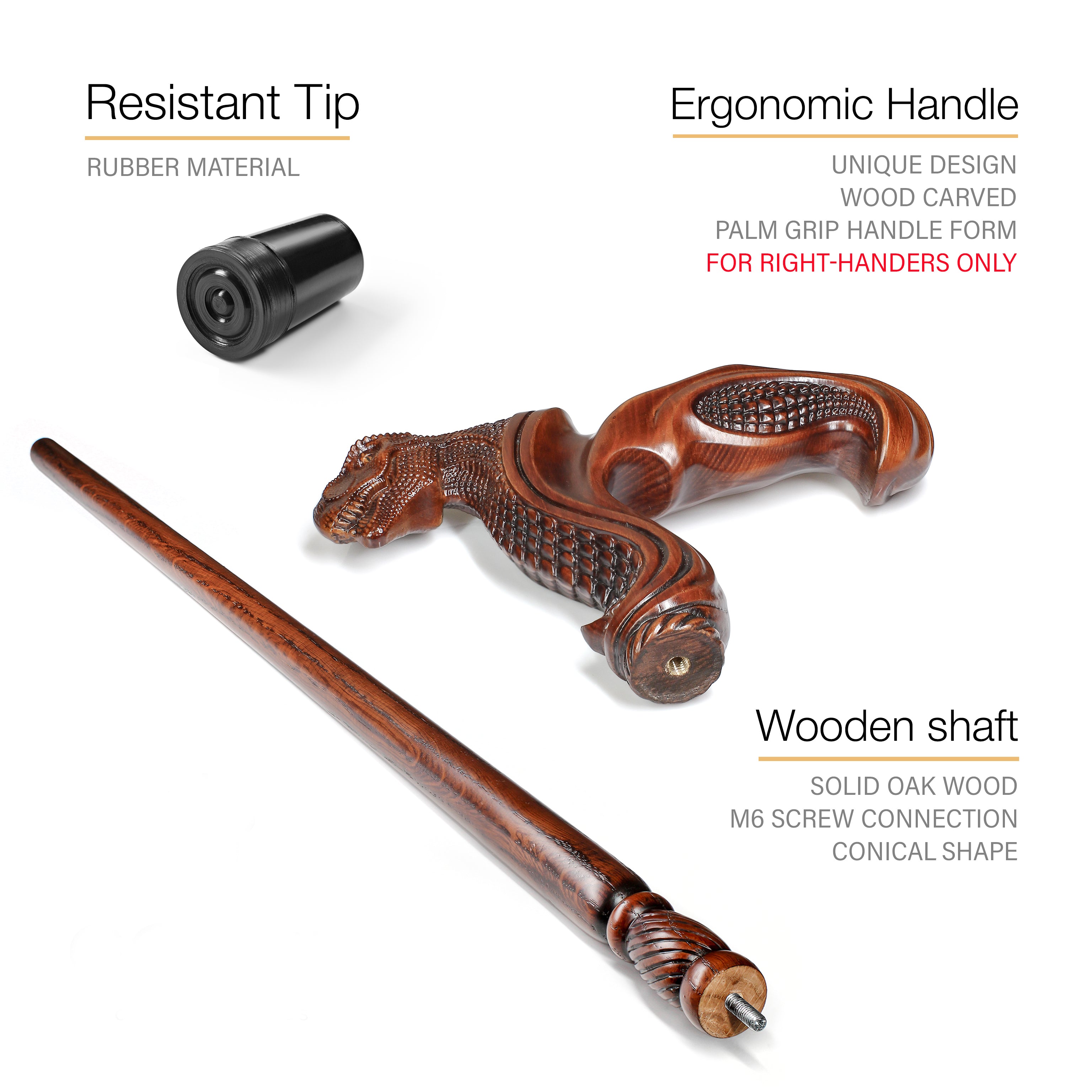 T-Rex Dinosaur: Intricate Hand-Carved, Ergonomic Grip Cane