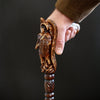 Archangel Michael Artisan Intricate Hand-Carved Walking Cane (Dark Wood)