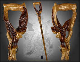 Gamayun The Prophetic Bird: Artisan Intricate Hand-Carved Cane