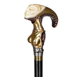 Space Female Alien Artisan Intricate Handcarved Cane