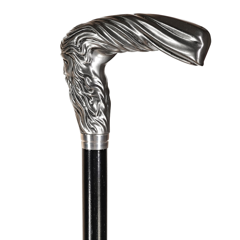 Zeus Chrome Artisan Intricate Handcarved Cane