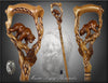Artisan Grizzly & Salmon Hand-Carved Cane - Intricate
