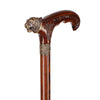 Tiger Head Bronze & Wood Artisan Intricate Detail Design Cane