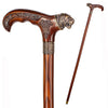 Tiger Head Bronze & Wood Artisan Intricate Detail Design Cane