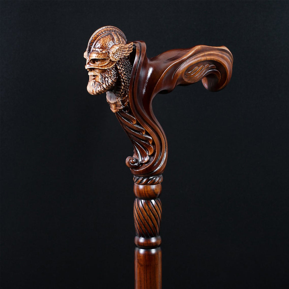 Viking Corsair: Artisan Intricate Hand-Carved Cane (Right Hand)