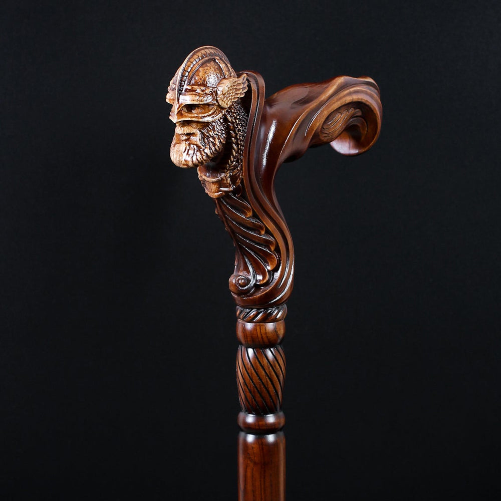 Viking Corsair: Artisan Intricate Hand-Carved Cane (Right Hand)