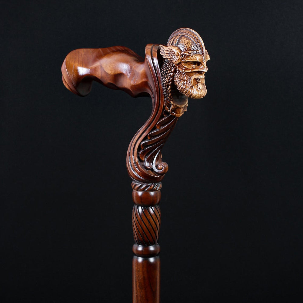 Viking Corsair: Artisan Intricate Hand-Carved Cane (Right Hand)