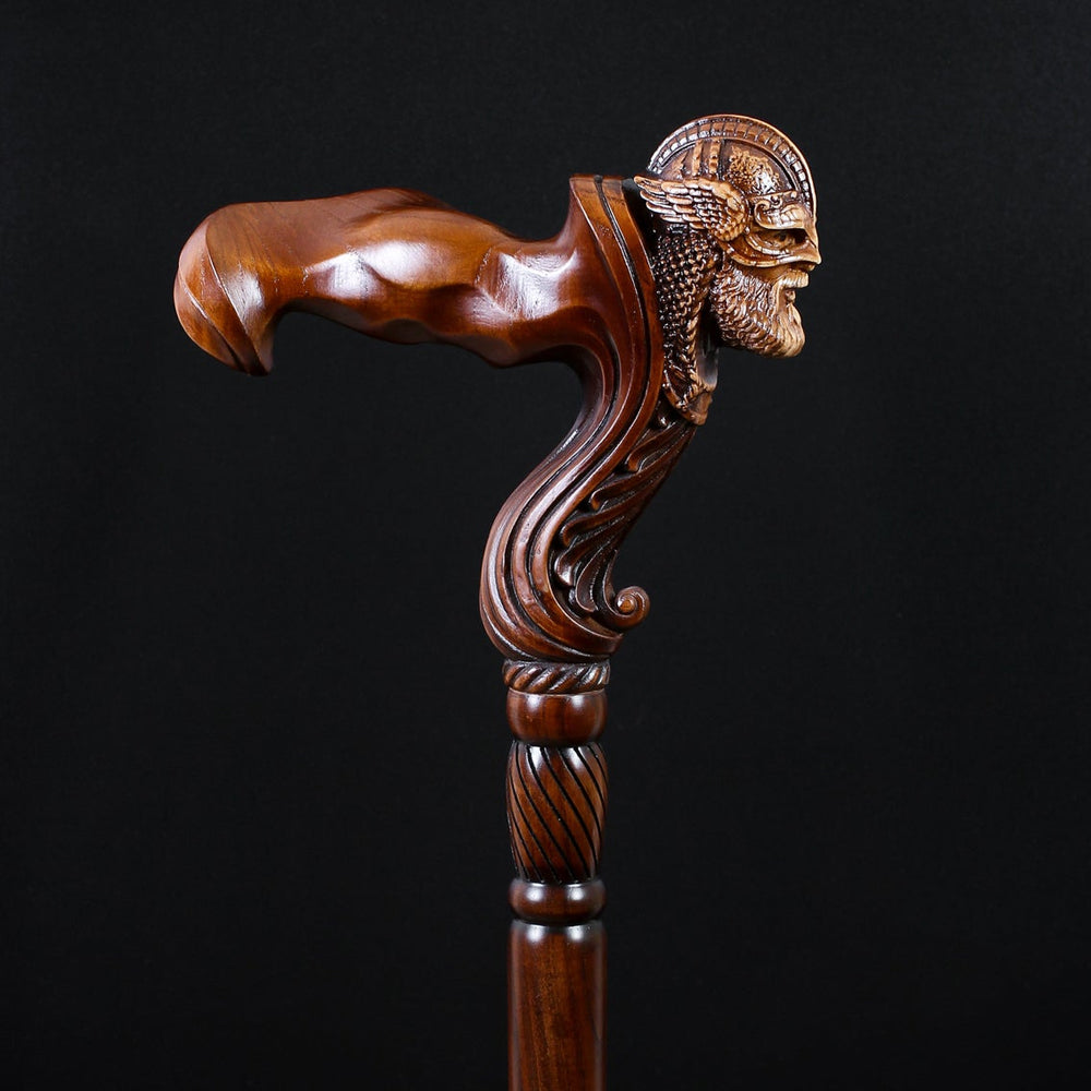 Viking Corsair: Artisan Intricate Hand-Carved Cane (Right Hand)