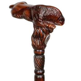 Bison Artisan Intricate Hand-Carved Walking Cane