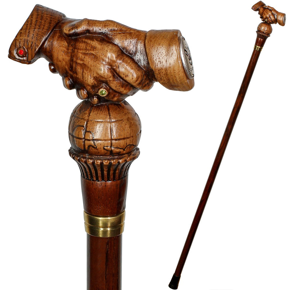 World Peace Artisan Intricate Handcarved Cane