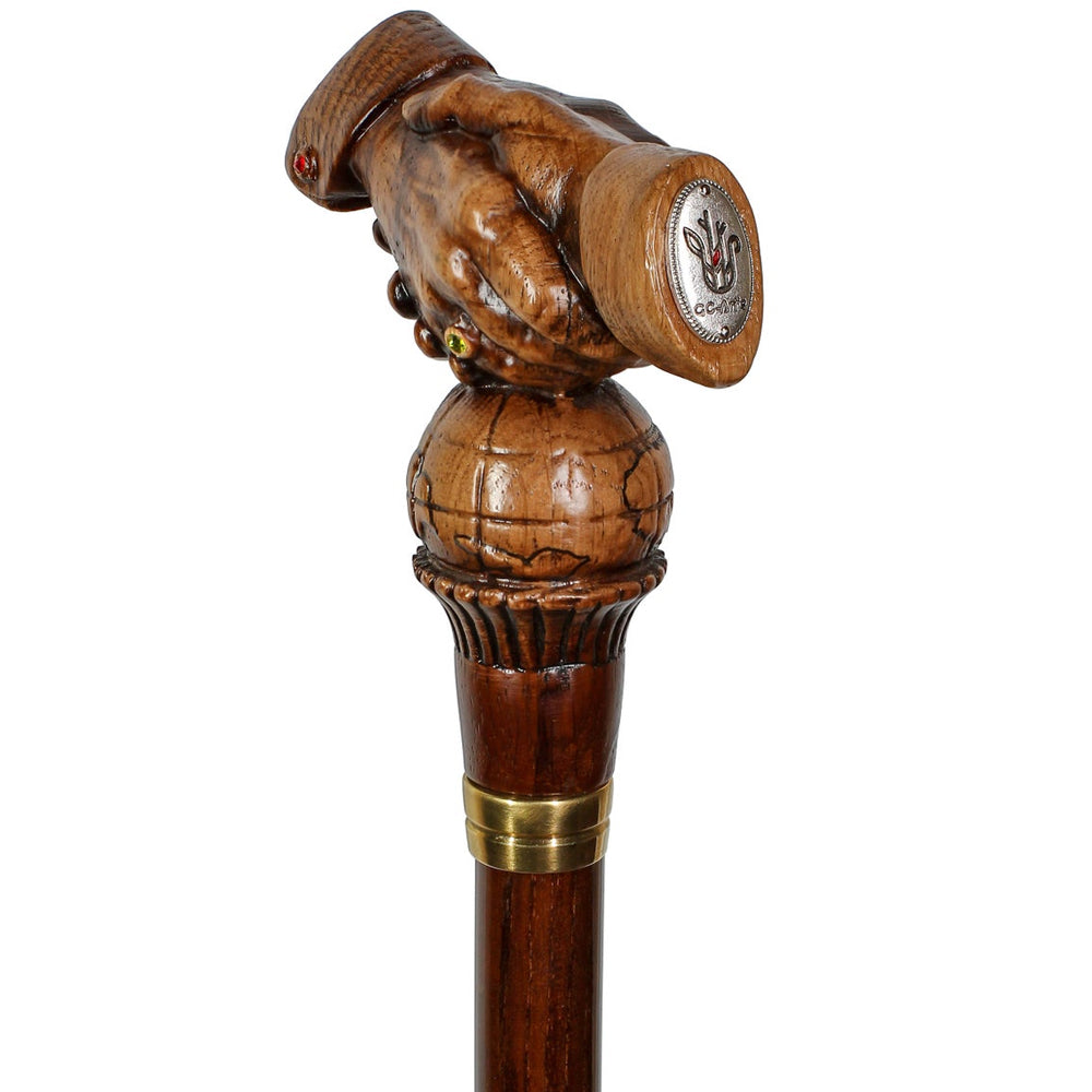 World Peace Artisan Intricate Handcarved Cane