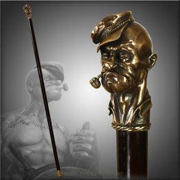 Popeye Sailor: Bronze Casted Artisan Intricate Walking Cane