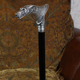 Wolf Victorian Style Silver Plated Artisan Intricate Handcarved Cane