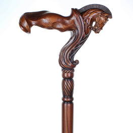 Horse Ergonomic Right Hand Artisan Intricate Handcarved Cane