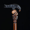 Black Crow & Skull Artisan Intricate Handcarved Cane