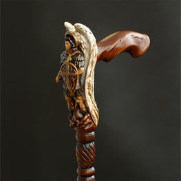 Archangel Michael White Wings Artisan Intricate Handcarved Cane