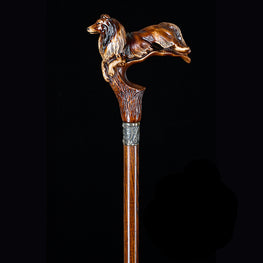 Collie Dog: Artisan Intricate Detail Handcarved Cane