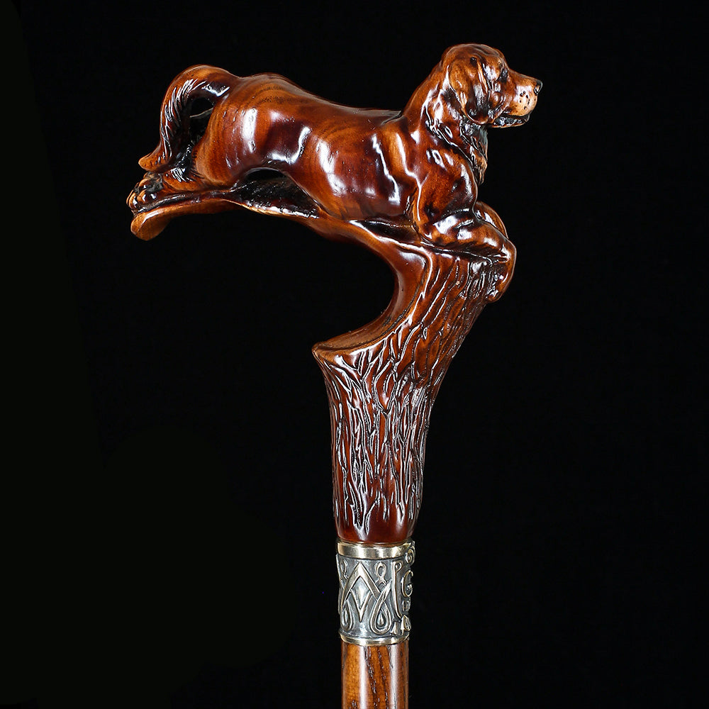 Brown Labrador / Golden Retriever Dog Intricate Handcarved Cane