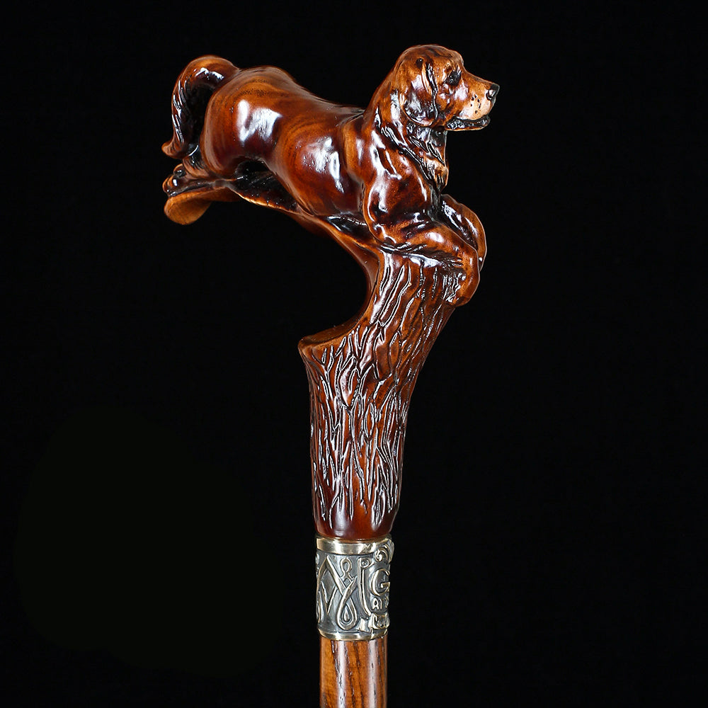 Brown Labrador / Golden Retriever Dog Intricate Handcarved Cane