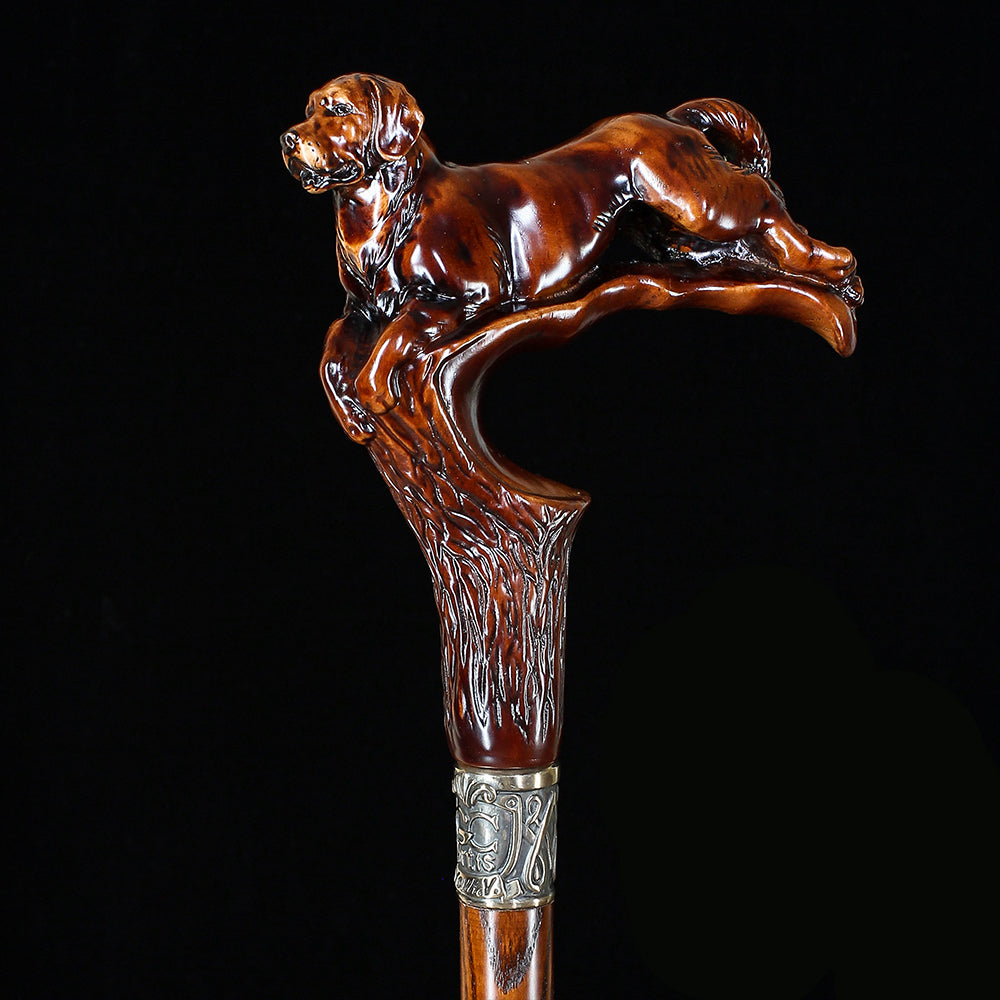 Brown Labrador / Golden Retriever Dog Intricate Handcarved Cane