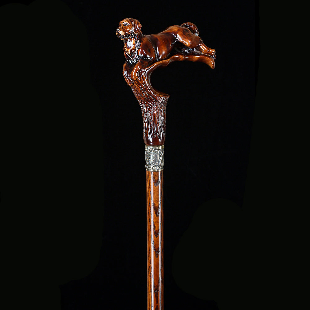 Brown Labrador / Golden Retriever Dog Intricate Handcarved Cane