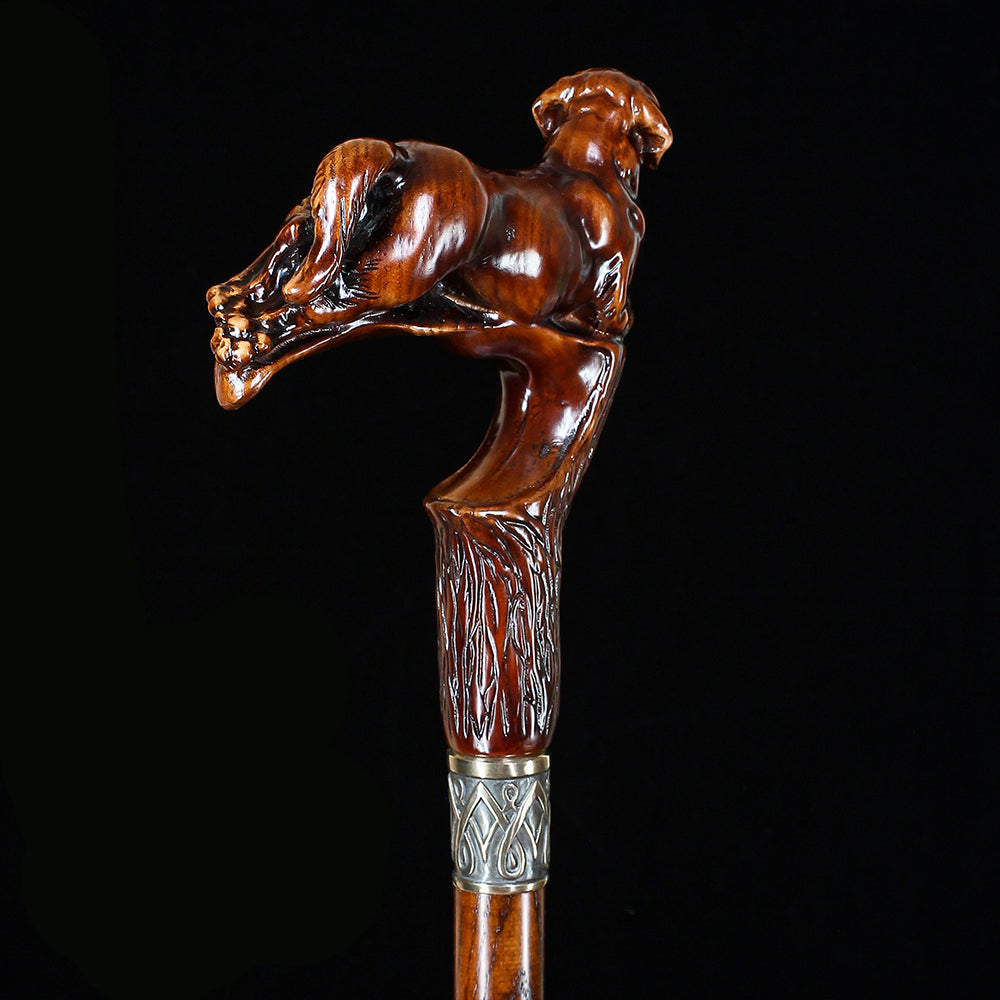 Brown Labrador / Golden Retriever Dog Intricate Handcarved Cane